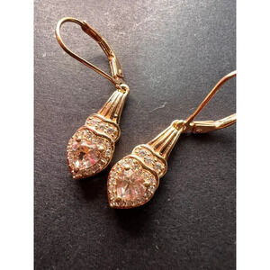 Morganite and Zircon rose gold over sterling silver lever back earrings